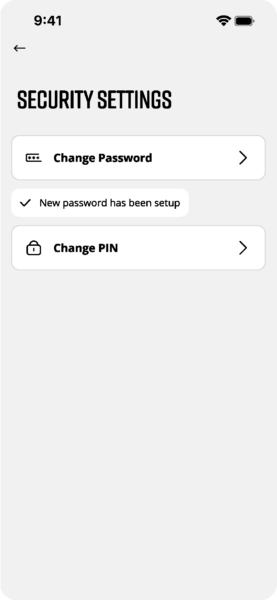 Cinq App Security Settings Success Screen